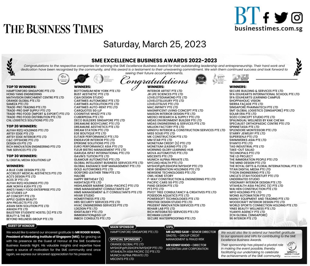 Business Times Awards 2023